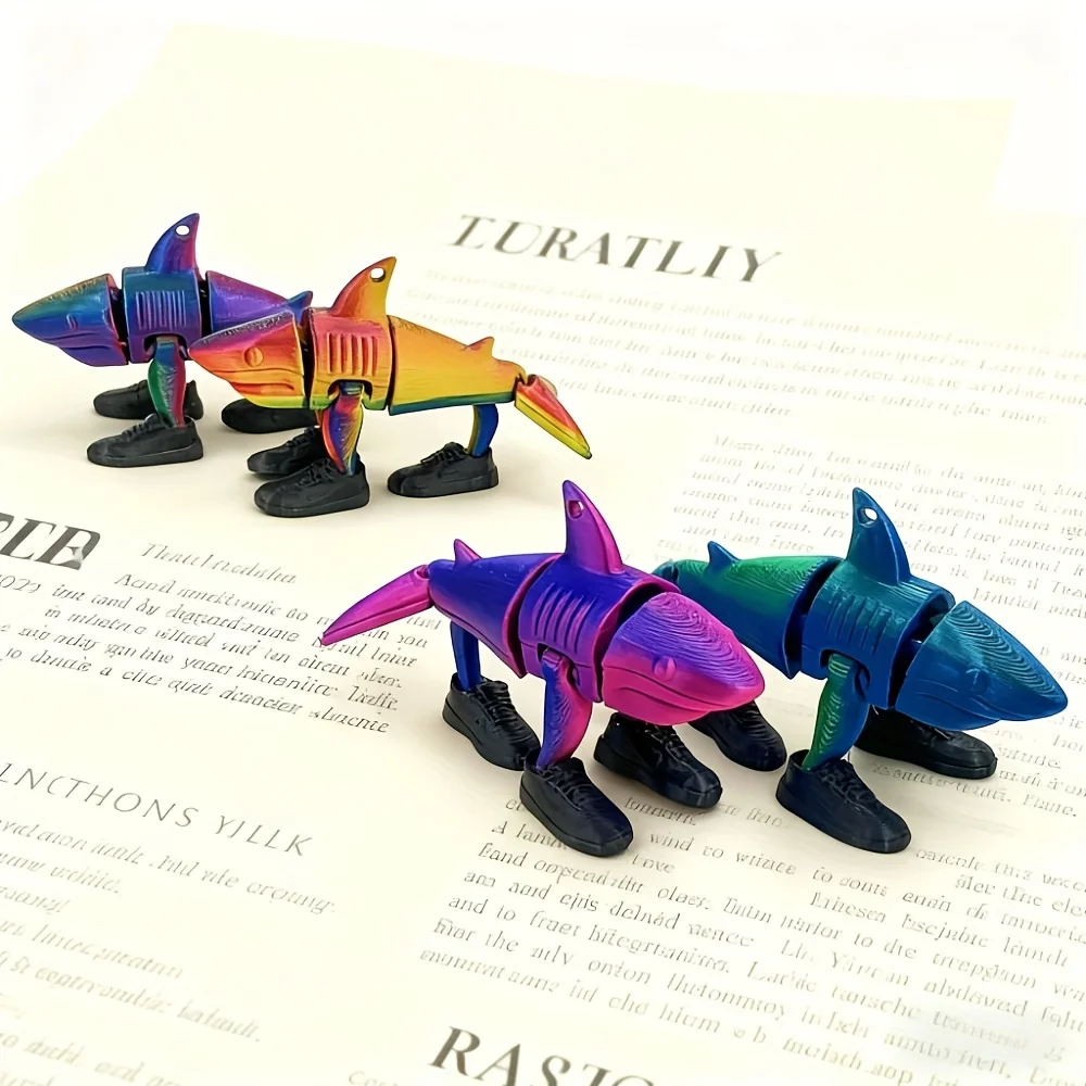 3Dprinting wearing shoes shark multicolor gradient shark desktop decoration Christmas creative gifts, interesting birthday gifts