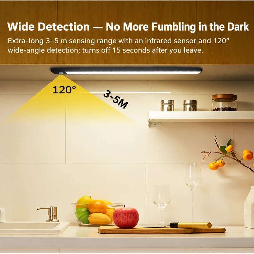 Ultra-thin human sensor LED light, three-color magnetic LED for display cabinets,cabinet light with super large battery capacit
