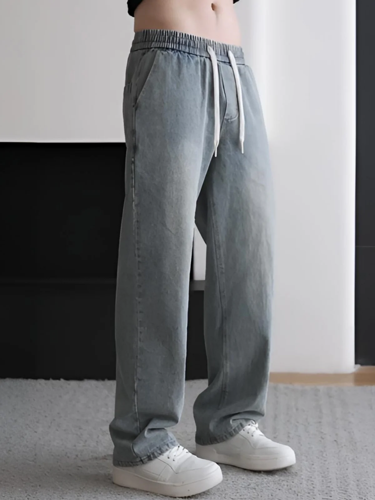 

Retro American Washed Straight Leg Men's Jeans Casual Loose Breathable Slim Fit Spring Summer Denim Pants Youth Popular