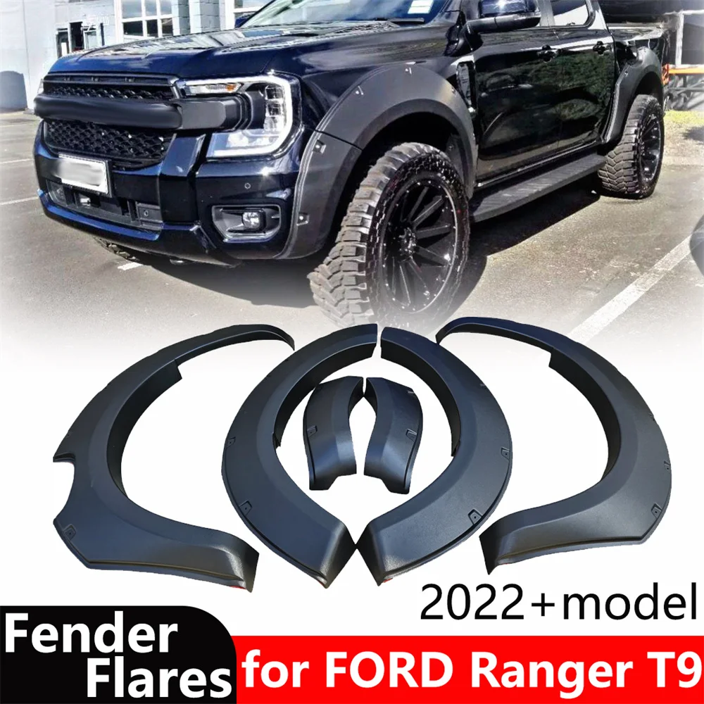 DUKE4WD Mudguards Wheel Arch Fender Flare For Ford Ranger Wildtrak Sport XLT T9 2022 2023 4X4 Double Cabin Accessories