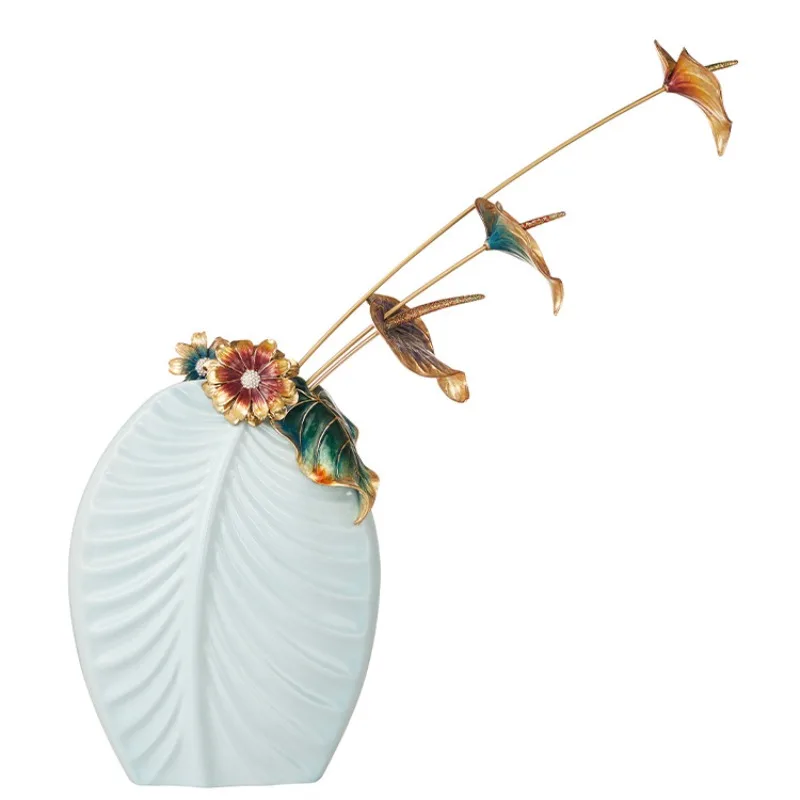 

Light luxury enamel colored vase household living room desktop ornament ceramic decoration