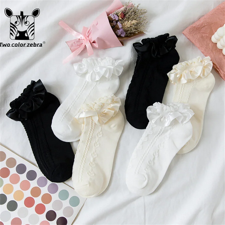 Summer Thin Section Lolita Maiden Sweet Wind Solid Color Aldult Sock Lace Cosplay Costume Accessories Daily Necessities