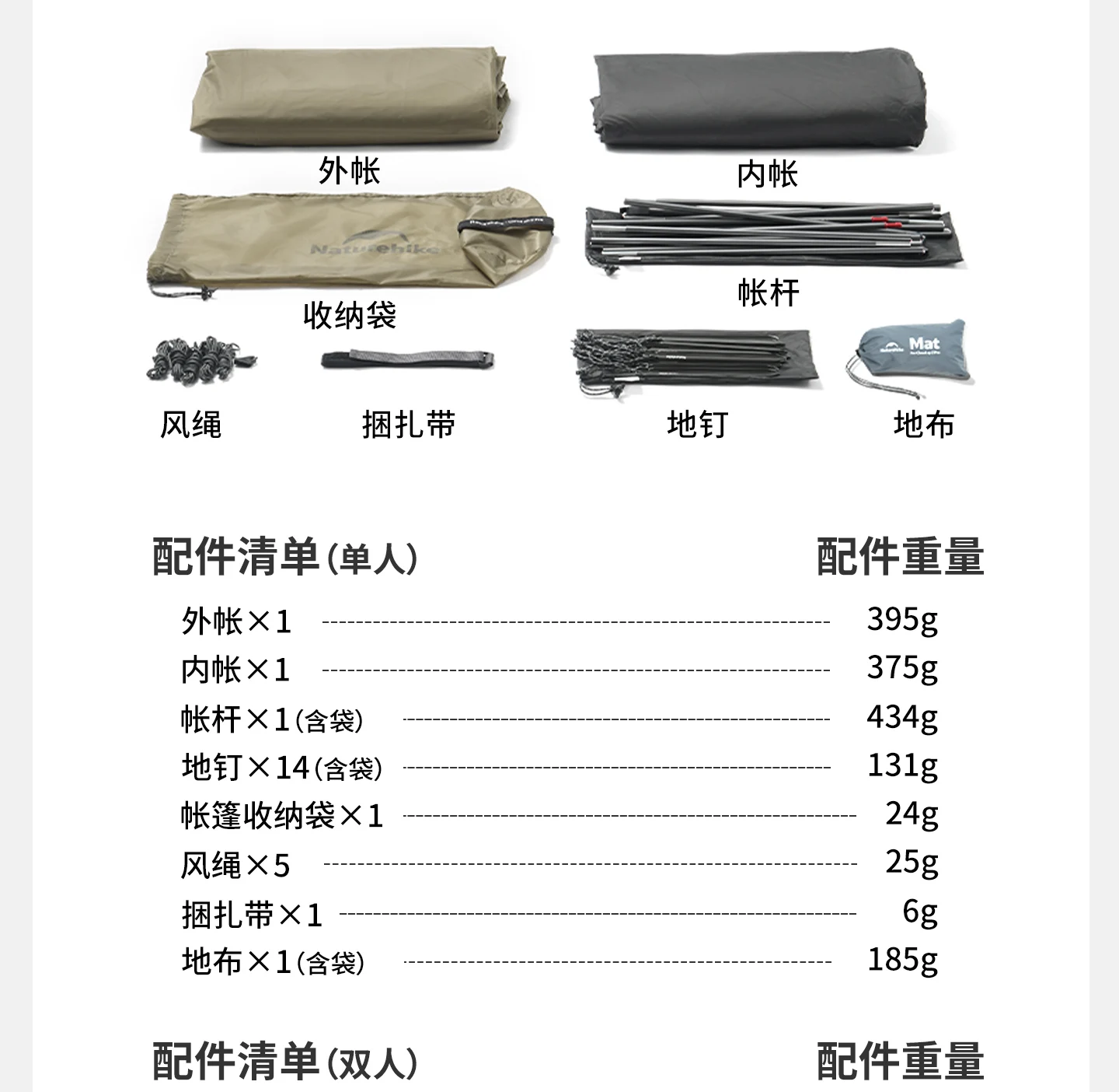 Naturehike Cloud Up Pro Ultraleichtes Camping- und Wanderzelt für 2-3 Personen, 20D Nylon-Silikon-Doppelschicht mit Aluminiumstange für Outdoor-Aktivitäten – Detail 19