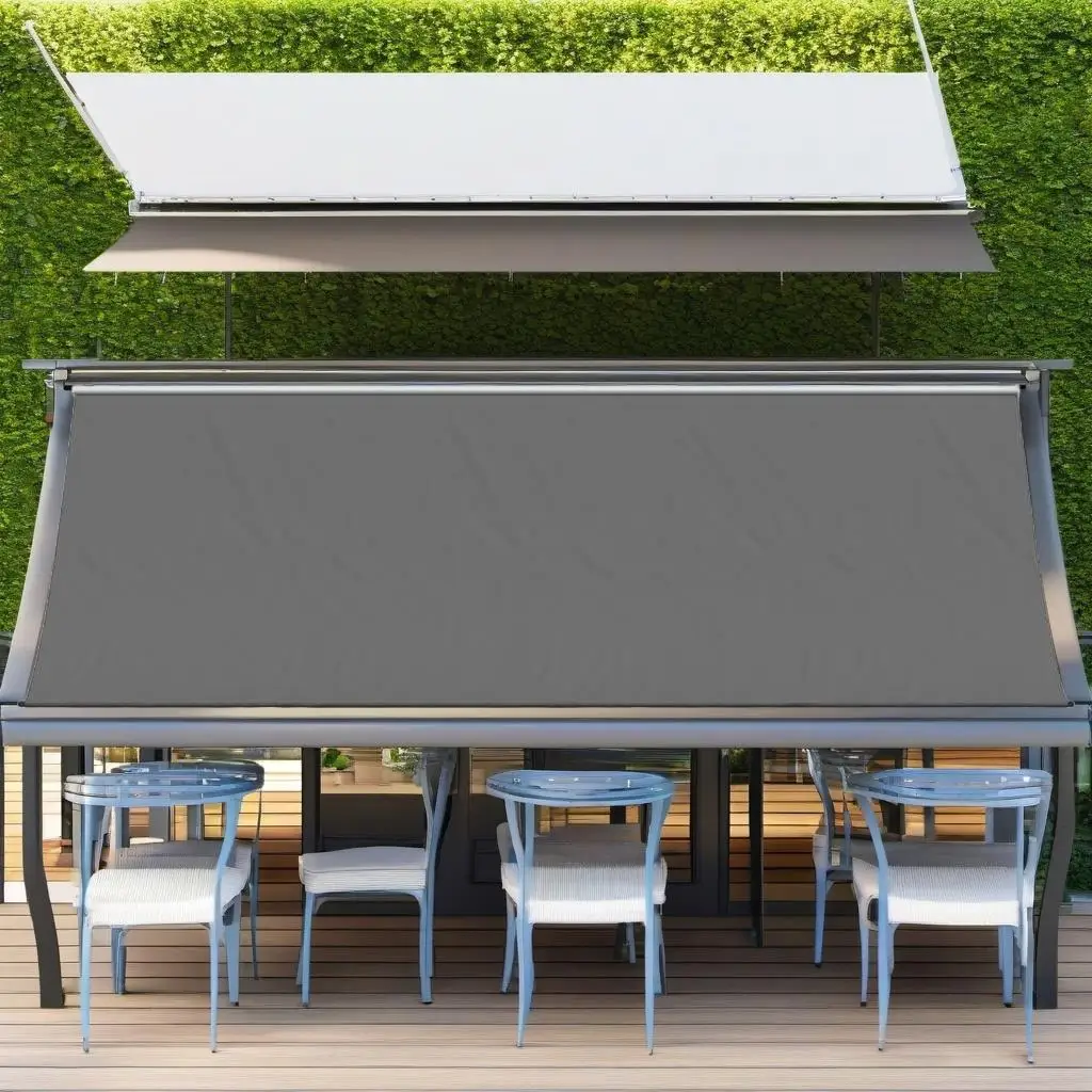 350x150 cm Retractable Awning - Durable Anthracite Fabric & Steel Frame