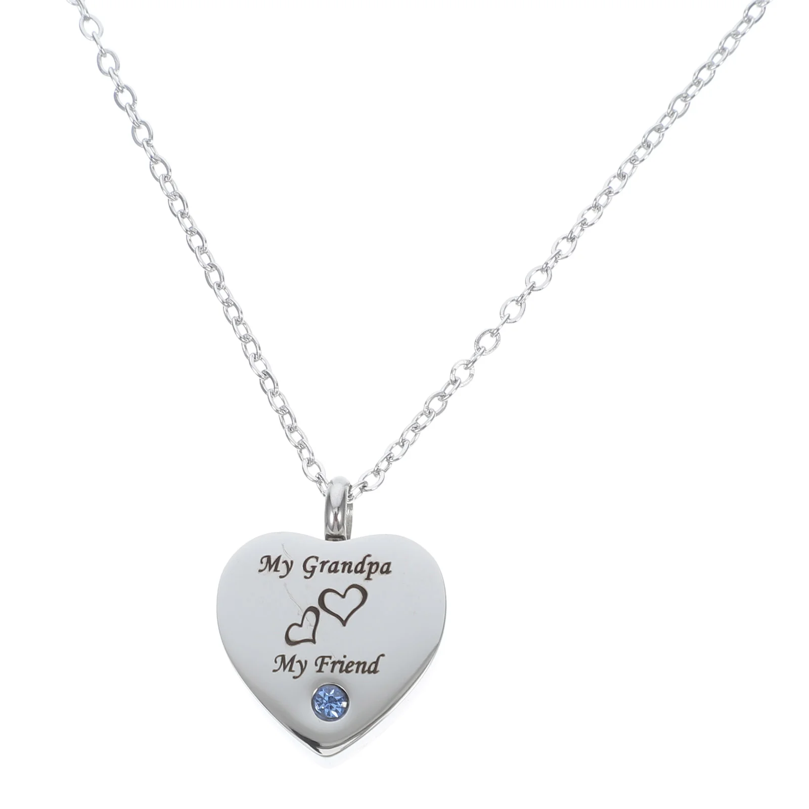 Ashes Memorial Pendant Heart Necklace Small Urn for Pet Silver Stainless Steel Dog Keepsake