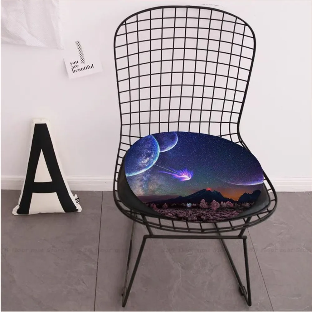 3D Planet Gorgeous starry sky Cushion Mat European Stool Pad Patio Home Kitchen Office Chair Seat Sofa Seat 40x40cm Chair Pad