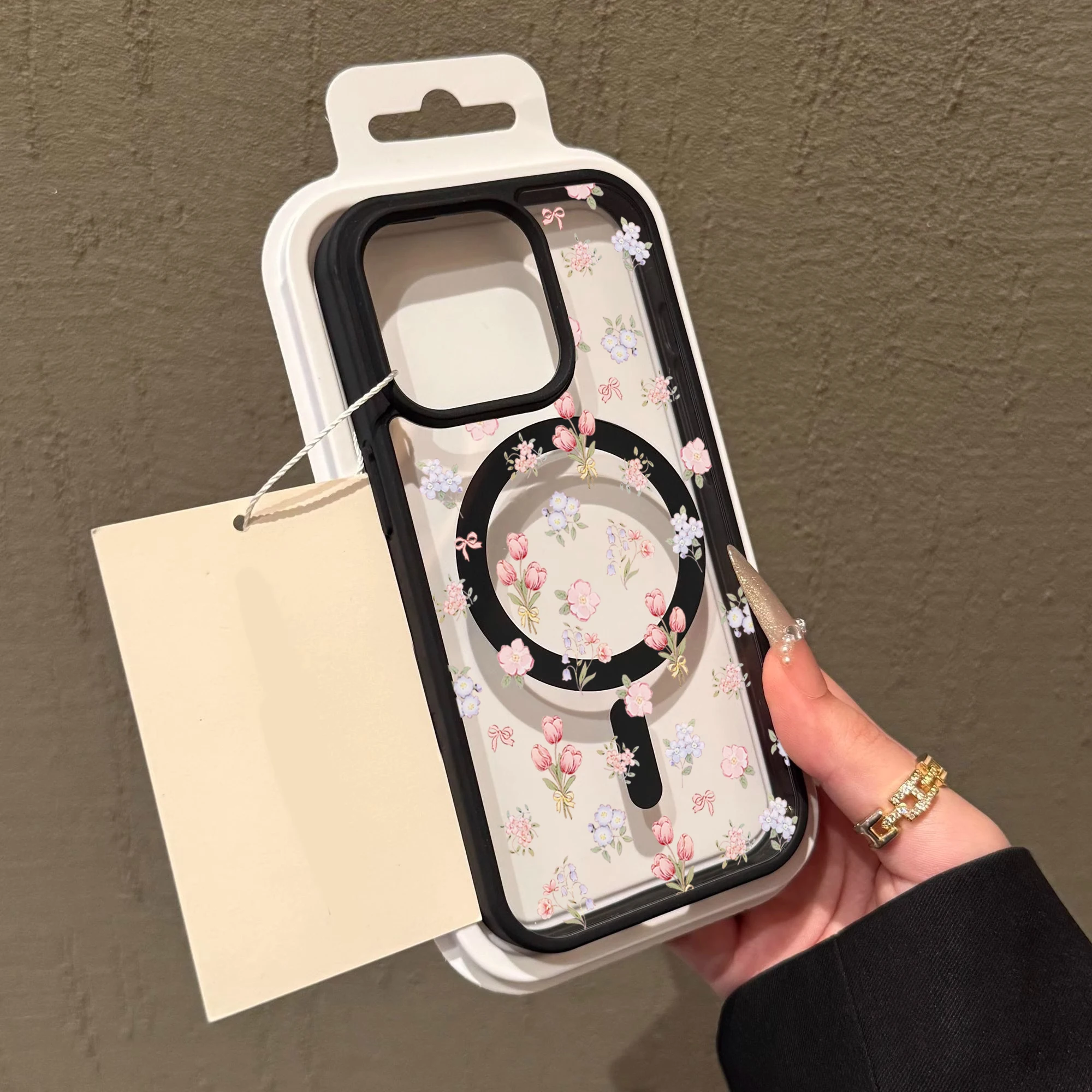 Floral Aesthetics Transparente Hülle für Magsafe iPhone 16 Pro Max 17 15 14 11 13 12 ProMax Plus Hüllen Drop Wireless Charging TPU Fundas – Detail 4