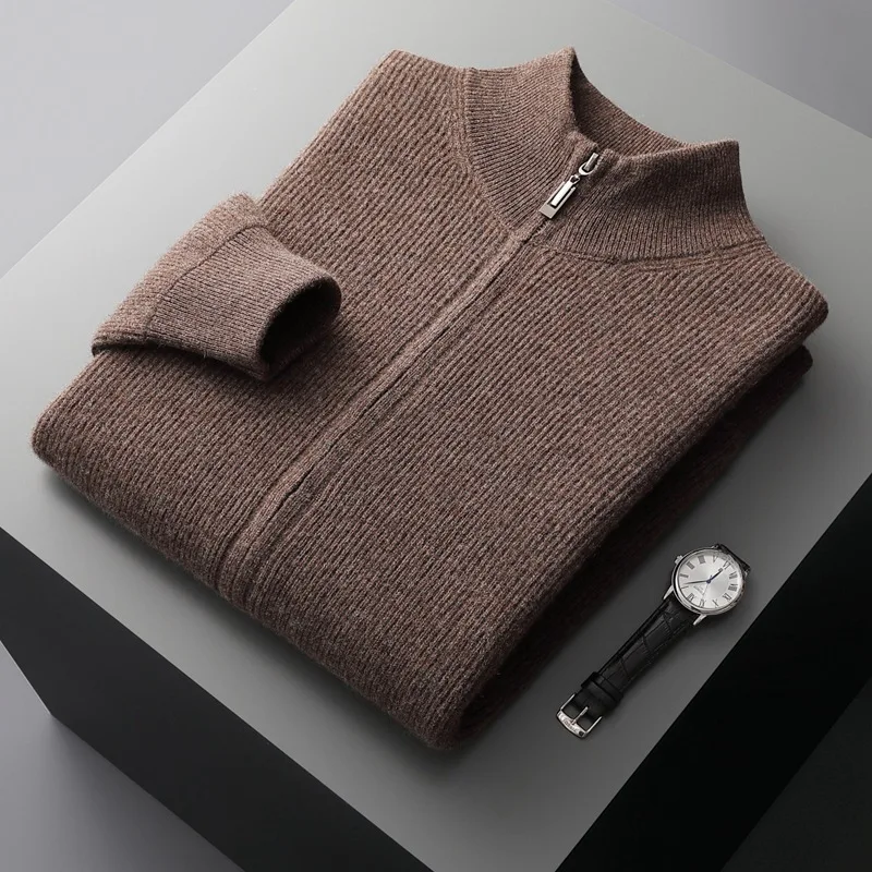 

Autumn Winter Men's Cashmere Sweater Zipper Cardigan Shirt Sweater