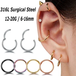 5Pcs 316L Surgical Steel Hinged Segment Nose Rings Women Septum Clicker Piercing Ear Daith Hoop Earring Pircing Helix Jewelry