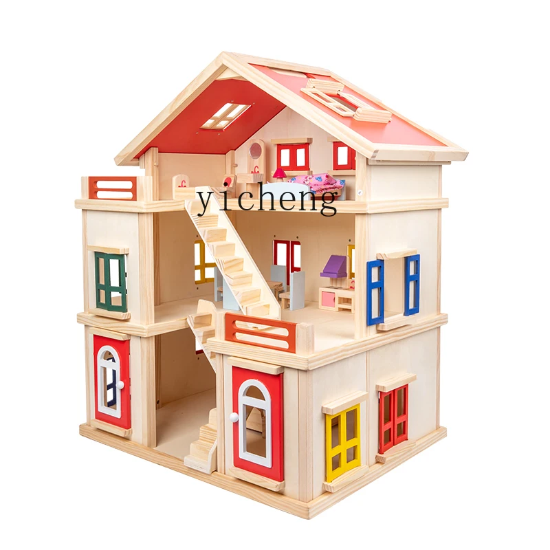 Tqh Girls Playing House Toy Doll House Princess Girl Castle Villa Small House New Year Children's Birthday Gifts