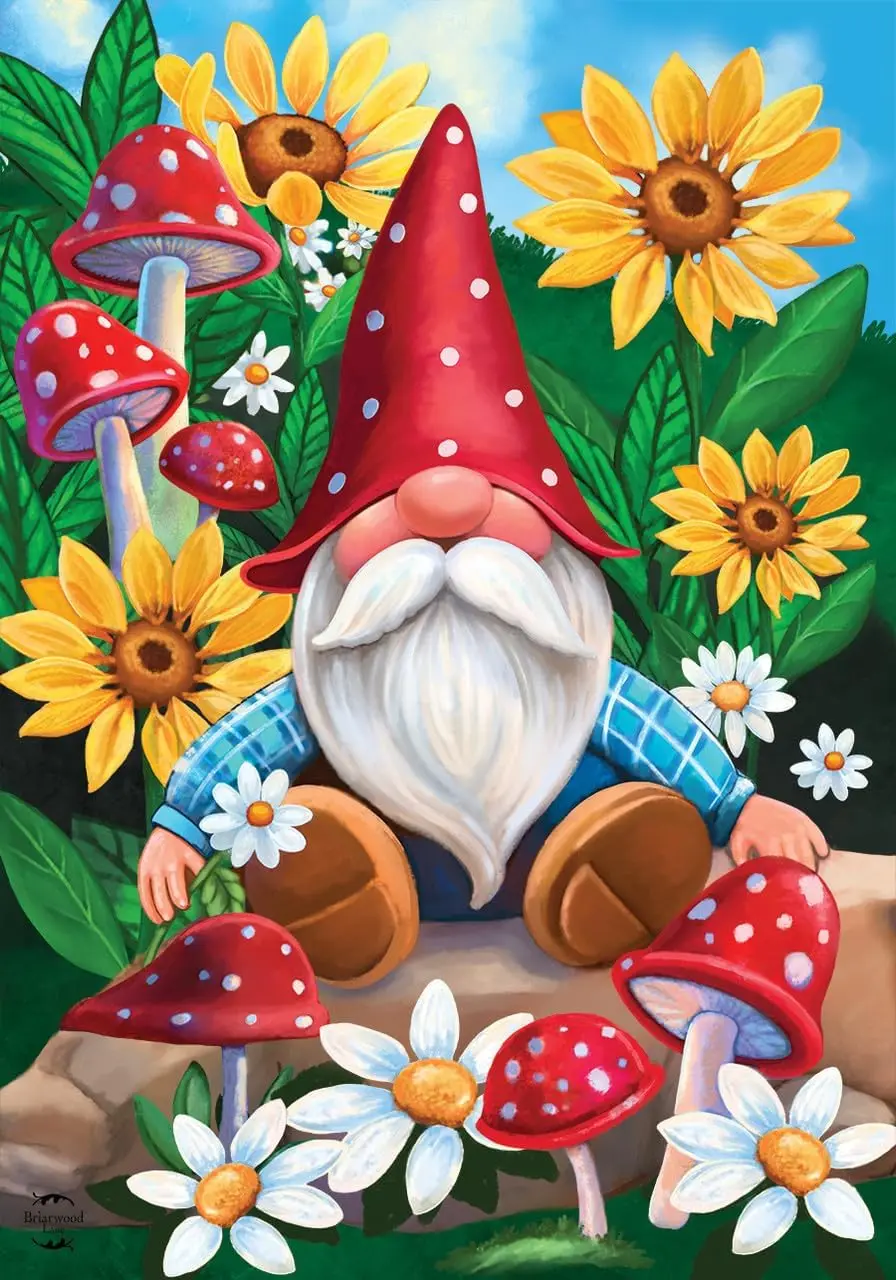 Gnome And Garden Summer Garden Flag Humor Floral 12.5