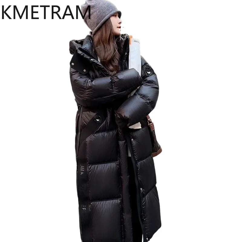 White Duck Down Puffer Jacket Women Hoodie 2024 Winter Warm Long Down Coats Womans Clothing New in Odzież wierzchnia Пуховик Женский