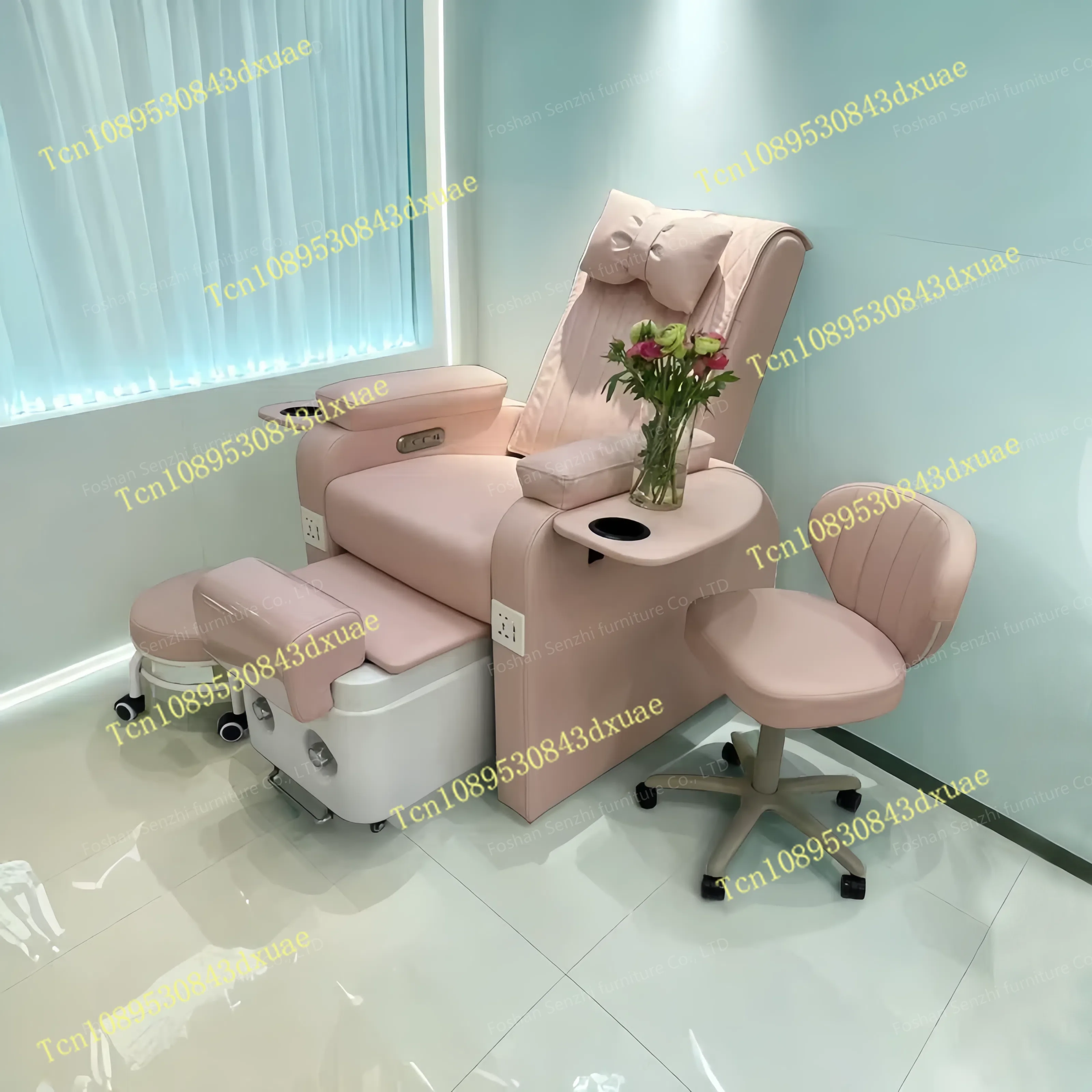 Luxury Modern Pink Pedicure Chair with Massage & Electric Foot Bath Adjustable Spa Salon Furniture for Spa