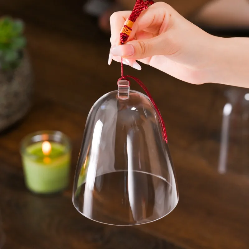 Natural Crystal Bell Transparent Meditation Yoga Bells Handheld Sound Healing Chime with Stick Outdoor Home Decoration Chimes
