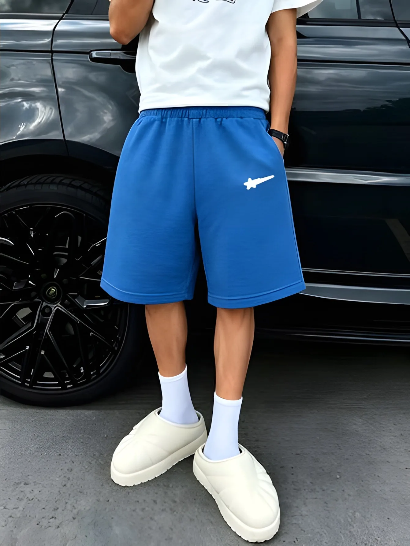 High-Street Style Men's Shorts: American Retro Print, Loose-Fit, Casual, Streetwear, Versatile, Athletic Pants