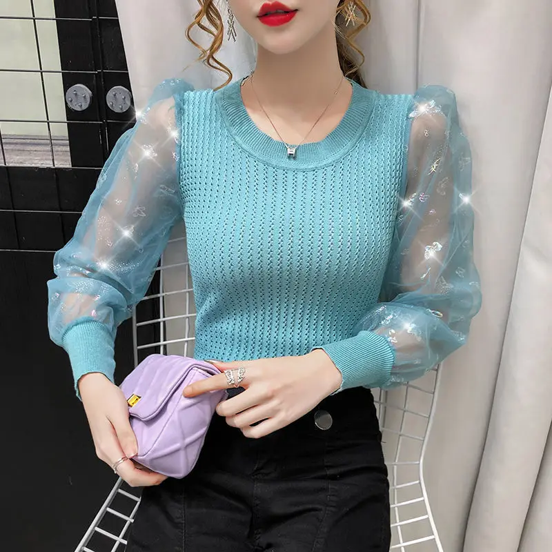 

Новый тонкий темпераментный сетчатый короткий свитер в нежном стиле