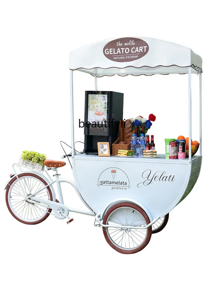 

Outdoor booth creative upside down donkey three-wheeled sales cart promotional display gourmet snack cart