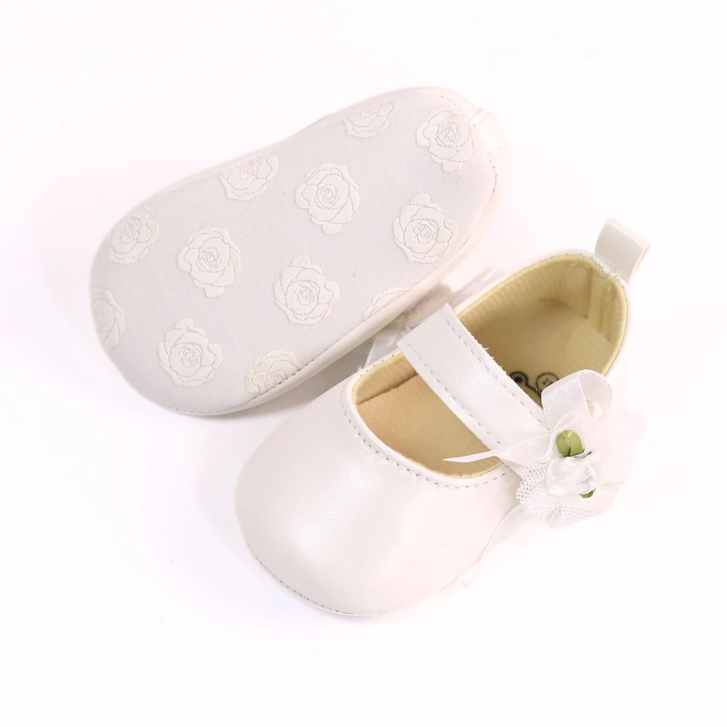 RABEISIR Baby toddler shoes, fashionable rose flower baby girl casual step shoes, light and non-slip, suitable for daily