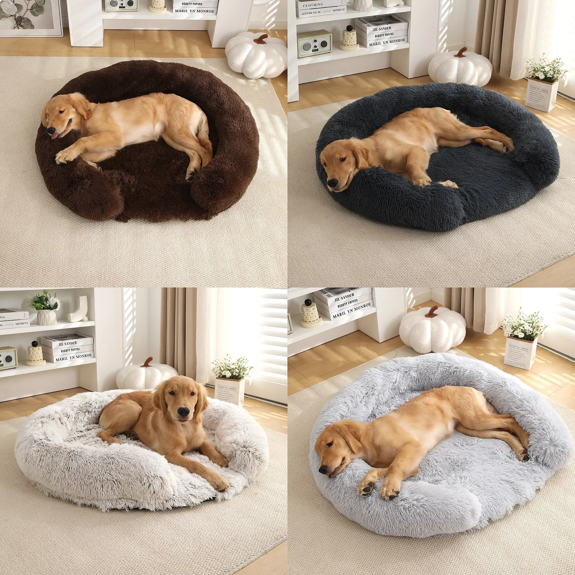 Cama Redonda Aconchegante de 50CM para Animais de Estimação, Macia e Fofa, para Aquecer no Inverno, Almofada Confortável para Cães e Gatos