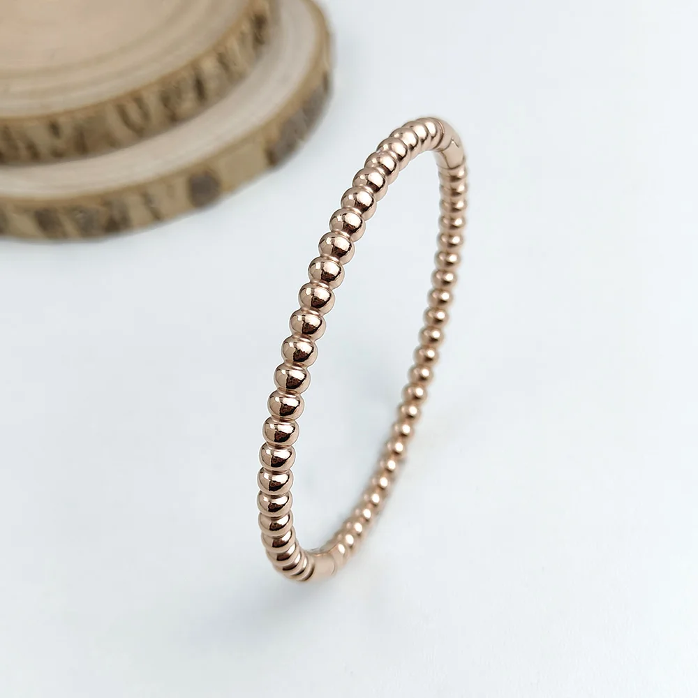 New stainless steel gold-plated ball bead O-shaped bracelet, high quality waterproof women\'s bracelet, wedding party jewelry