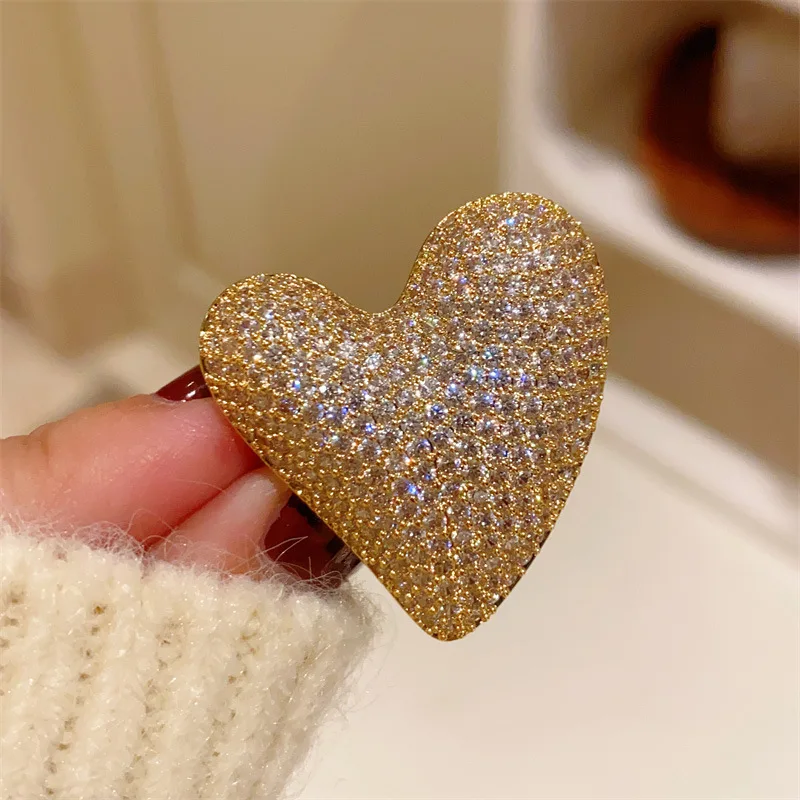 Heart Brooches For Women Girl Gold Color Romantic Love Fashion Accessories Fine Jewelry Party Gift Brooch