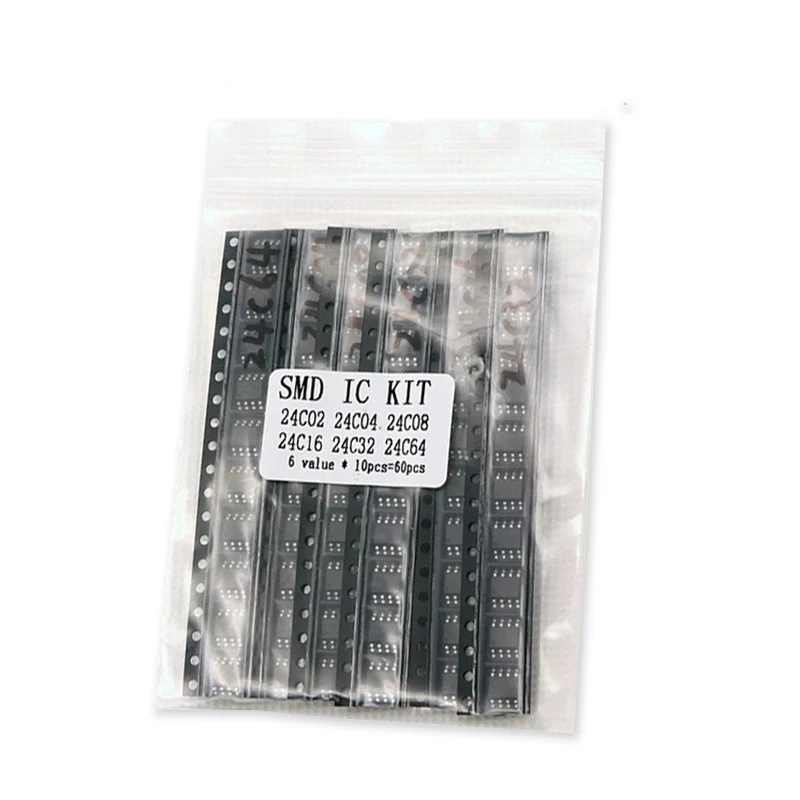 Memory Chip Component KIT SOP8 24C02 24C04 24C08 24C16 24C32 24C64 SOP KIT 6 Kinds * 10 PCS=60PCS