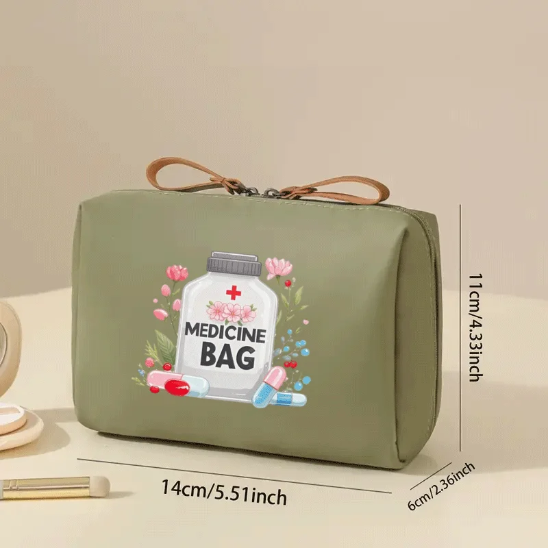 Vintage-Tasche und Reise-Organizer für Damen – Make-up-Etui mit Motiv-Medizinetikettendesign, schwarz-weißes Kreuzmuster – kompakt – Detail 4