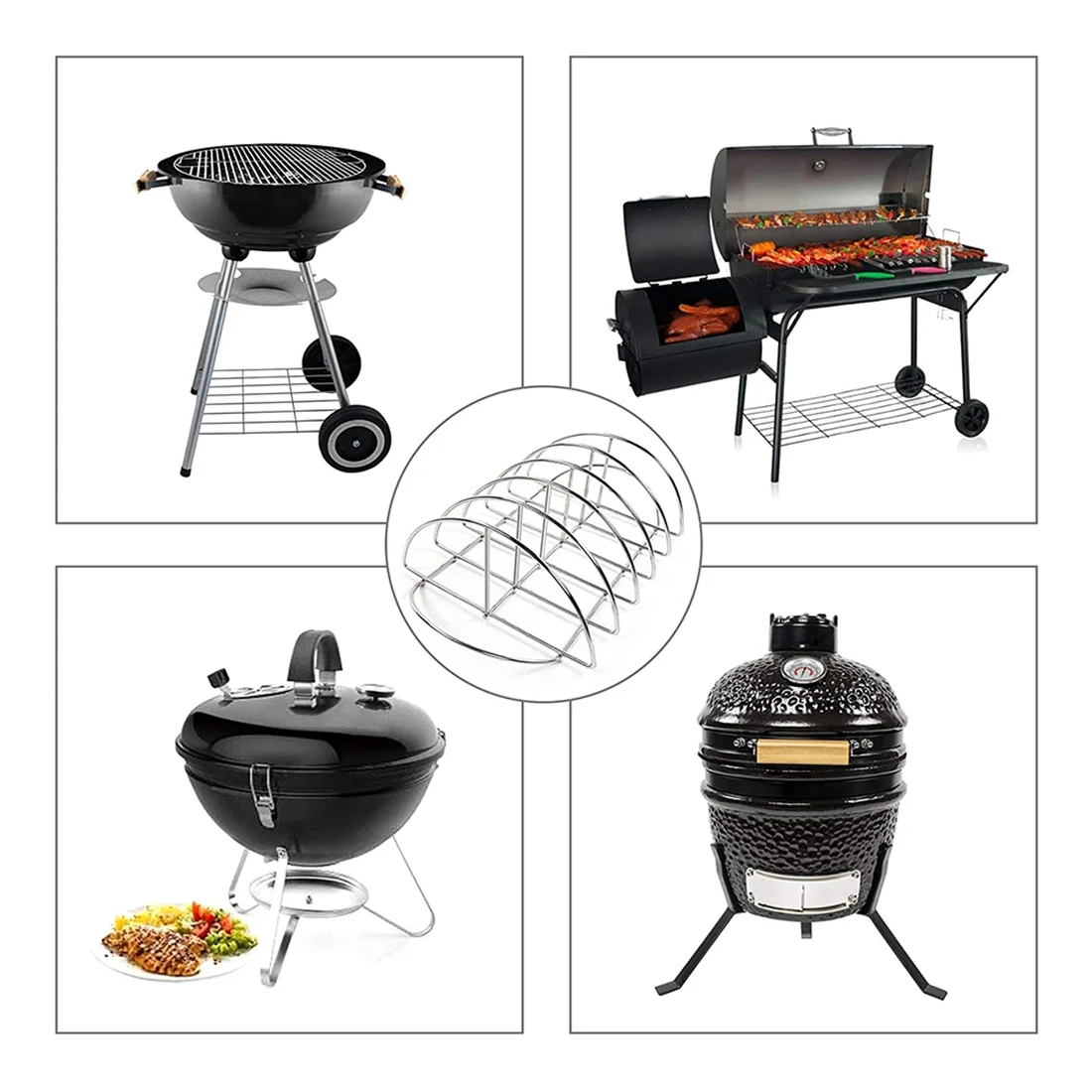 Barbecue Rib Rack Voor Rokers, Voor Grote Groene Eieren En Kamado Joe Roker Of Groter Barbecue Rek, voor Houtskool Barbecue