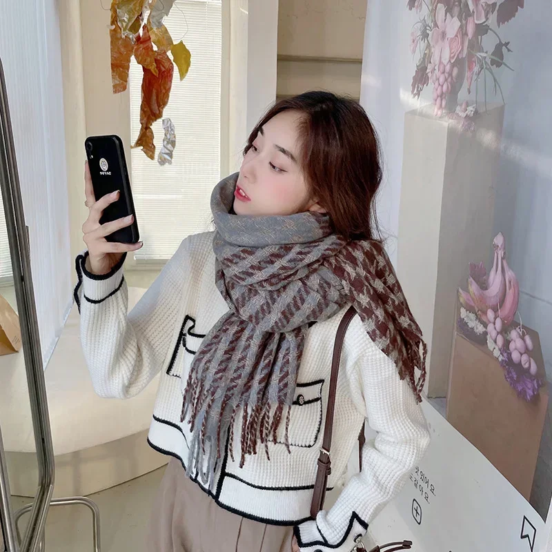 جديد الخريف والشتاء زوجين أنثى سميكة مزدوجة الاستخدام وشاح الكشمير شال، شعيرات باغ البريطانية #4