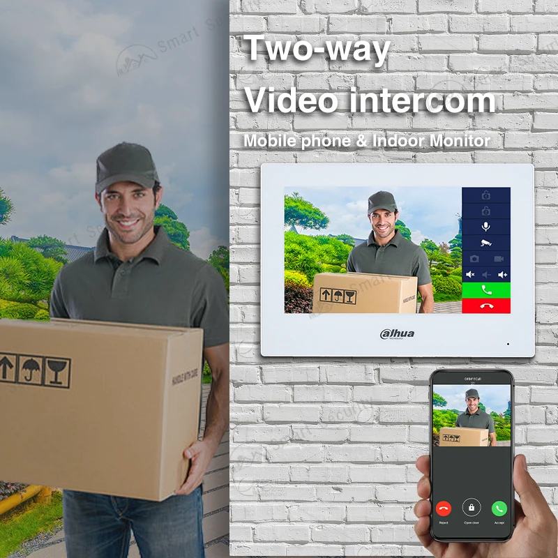 Imagem -02 - Dahua-indoor Video Intercom Android Tela Campainha Câmera ip Sistema de Segurança Wi-fi Vth5321gw-w Cartão sd Poe 7