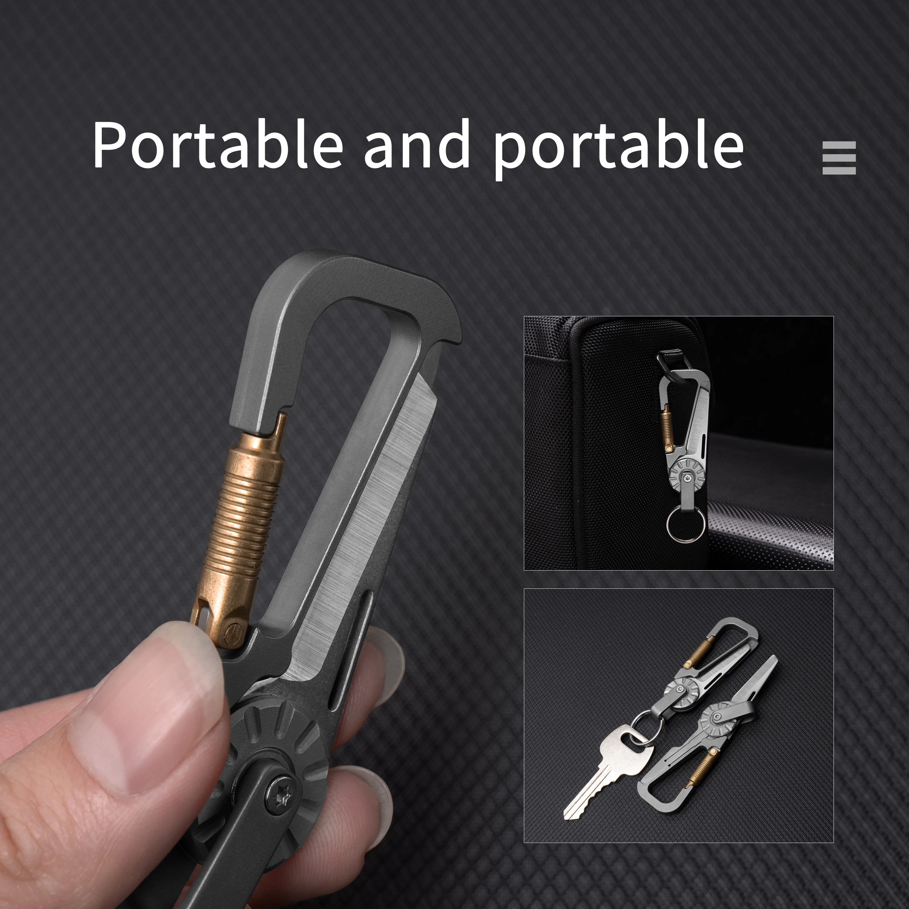 

Titanium alloy keychain with hidden folding knife，Easy to disassemble express delivery