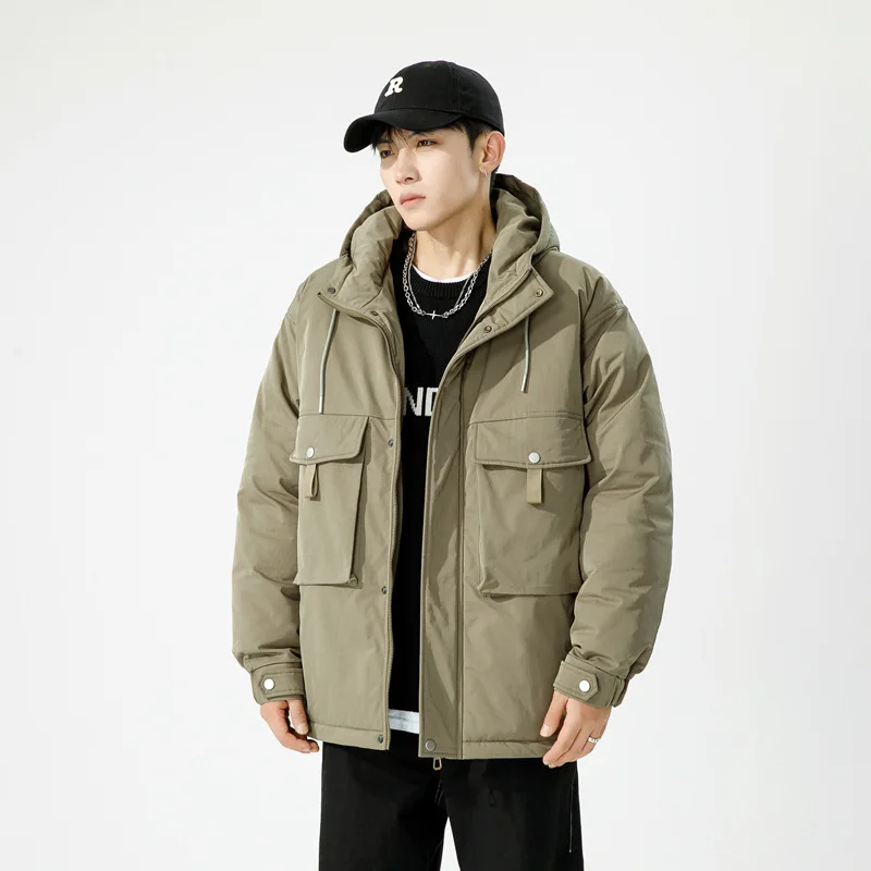 Giacca in cotone cappotti invernali da uomo giacca con cappuccio da uomo spessa 2024 New Youth oversize Parka giacca Cargo da lavoro giapponese