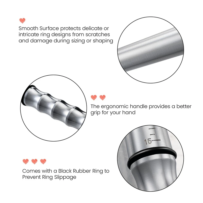 Ring Sizer Madrel Pro, Stainless Steel Solid Ring Mandrel For Ring Measurer And Repair Distorted Ring