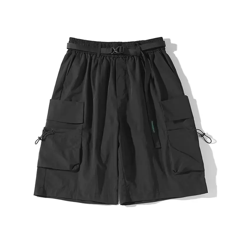 Calções de carga para homens verão baggy macio bolsos impermeáveis sólido versátil lazer respirável streetwear estilo americano diariamente