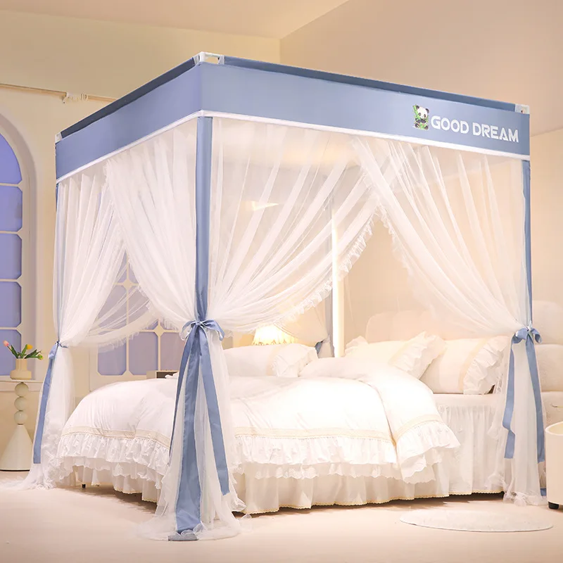2025 New Dust-Proof Roof Palace Floor Bed Curtain Exquisite Efficient Mosquito Proof Tent 3 Doors Tied Mosquito Net with Bracket