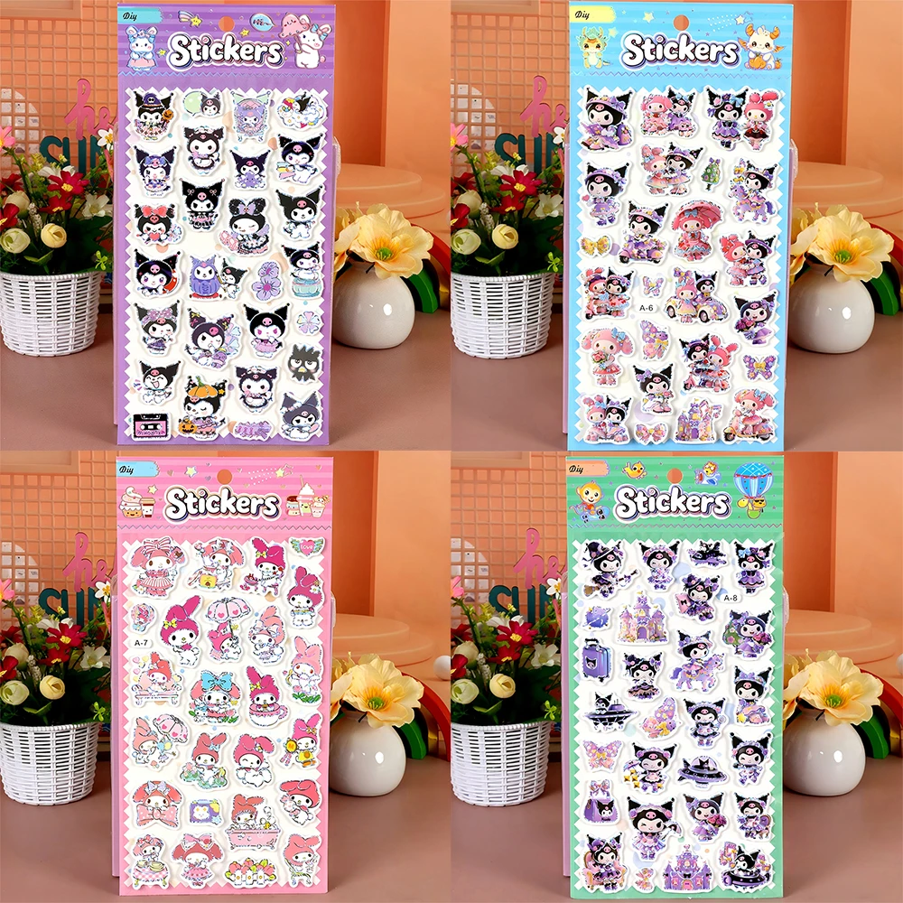 

Kawaii Sanrio Anime Kuromi Melody Bubble Stickers Toy DIY Hand Account Notebook Cartoon Decoration Sticker Cute Girl Reward Gift