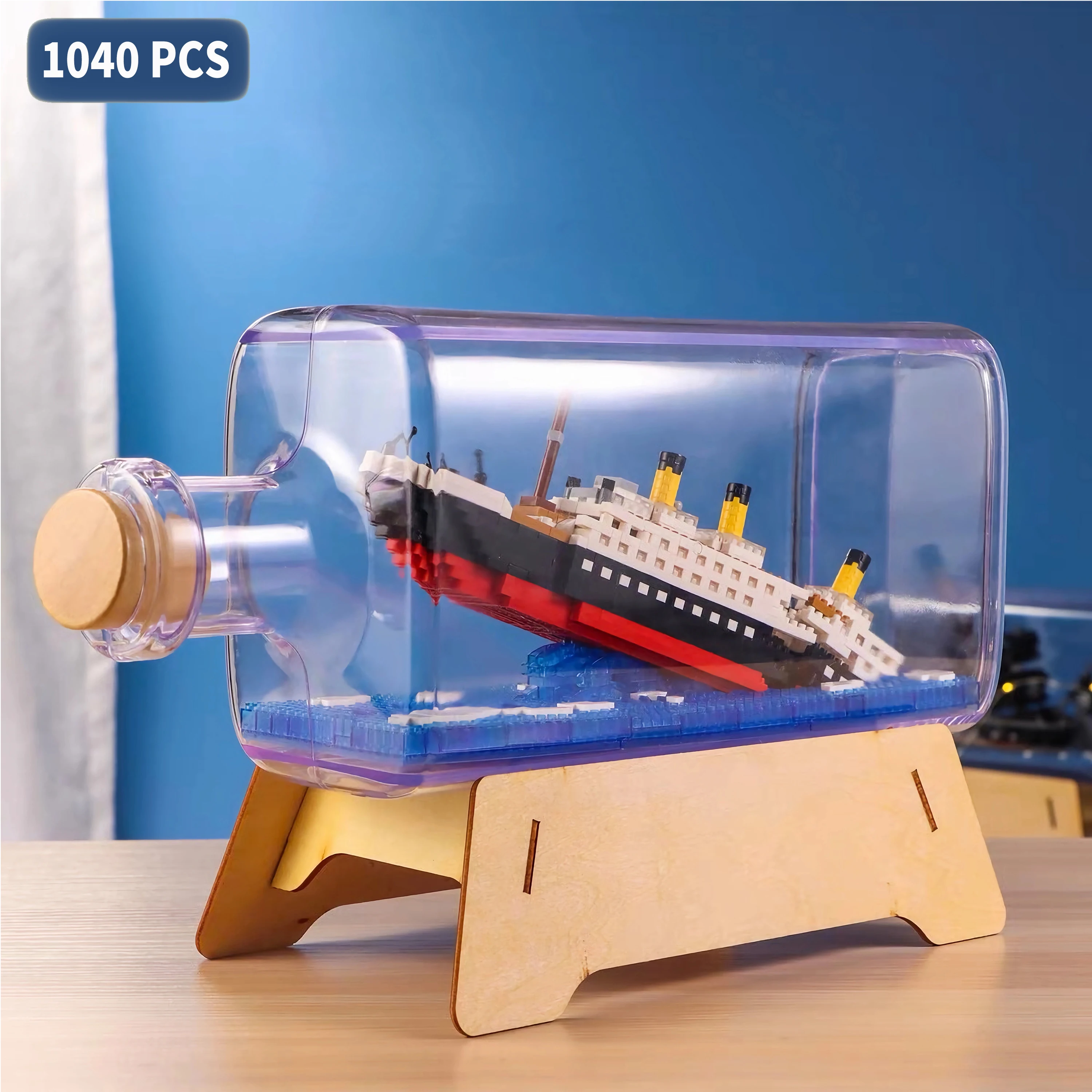 

Classic Vessel RMS Titanic Pirate Ship Themed Building Block Model Creative Drifting Bottle Home Decoration Mini Brick Kids Toys