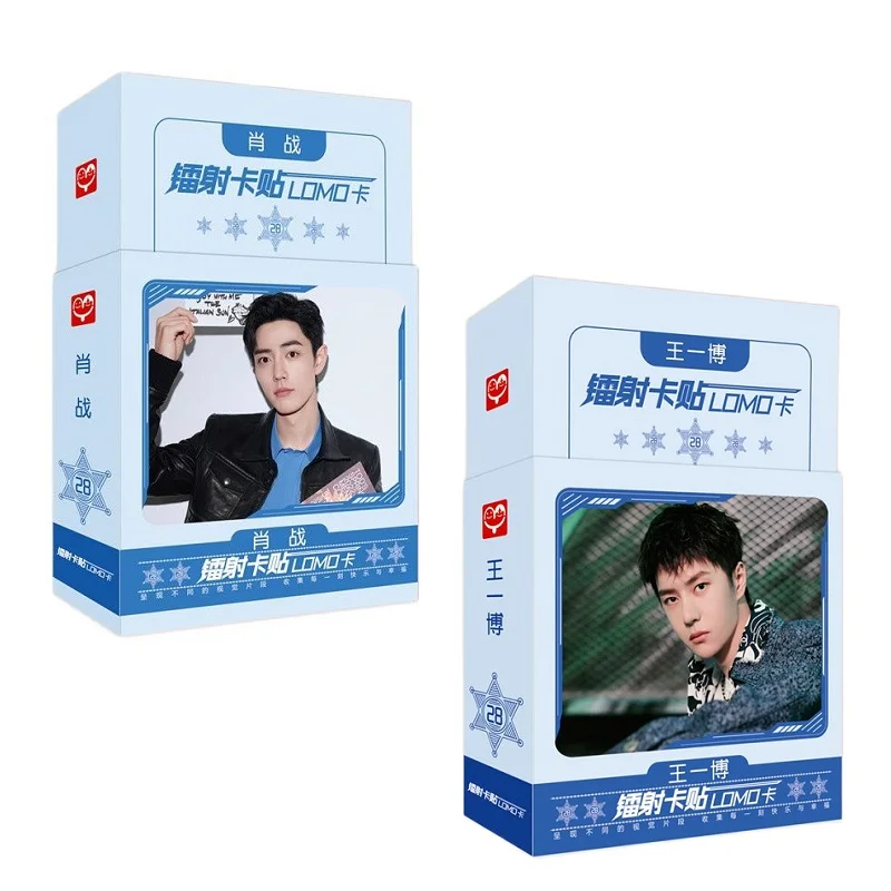 28 Pcs/Set Xiao Zhan,Wang Yibo Star Laser Card Sticker LOMO Card The Untamed Mini Greeting Cards Message Card Gift