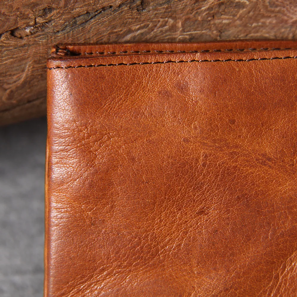 S.WORKER Vollnarbiges Rindsleder-Portemonnaie Vintage Slim Bifold Geldbörse für Herren Business – Detail 8