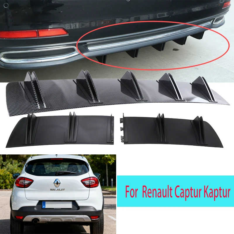 

For Renault Captur Car Rear Bumper Lip ABS Double Wing Rear Shark Chassis Fin Style Curved Bumper Lip Diffuser Anti-collision