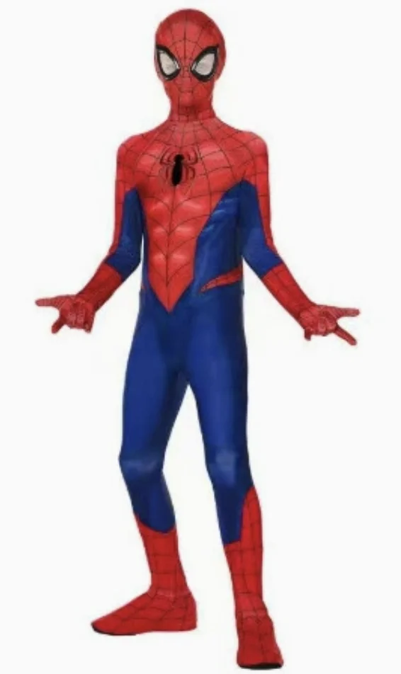 Rood en blauw Spider-Man-kostuum voor Halloween, Comic-Con, kinderen en volwassenen, eendelig pak, inclusief oogmasker, voor heldenoptredens.