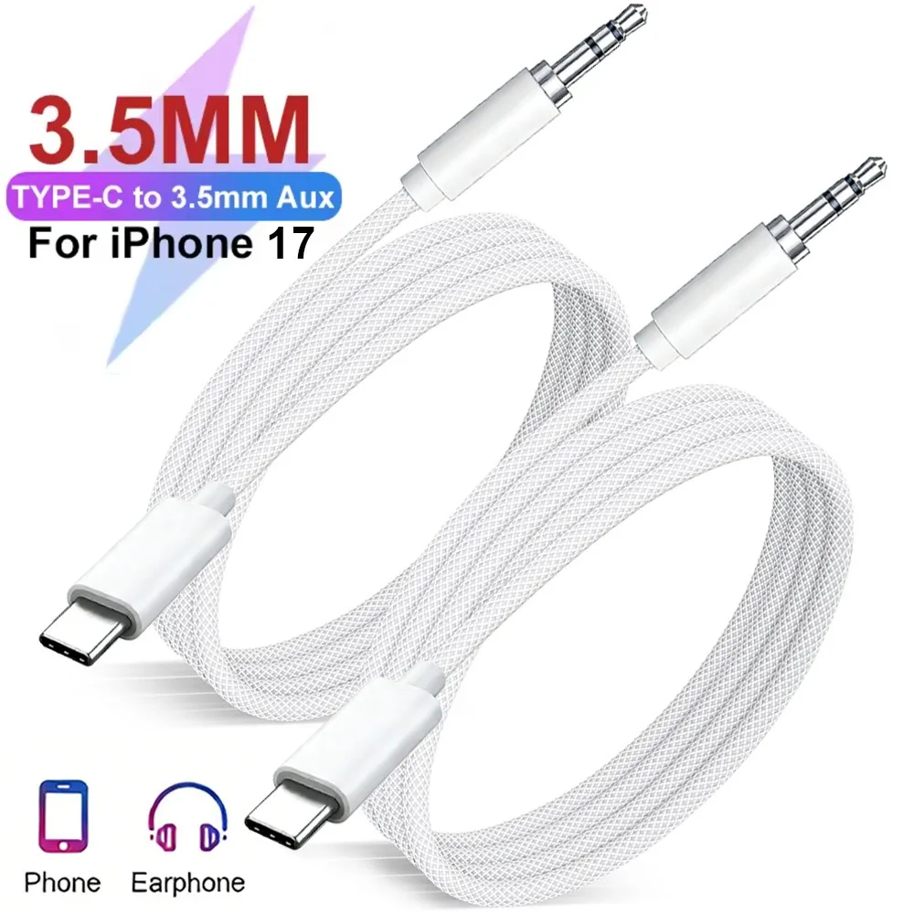 AUX Audio Cable Type C USB C to 3.5mm Jack AUX Cord Car Speaker Headphones Adapter for iPhone 17 16 15 for Samsung Galaxy Xiaomi