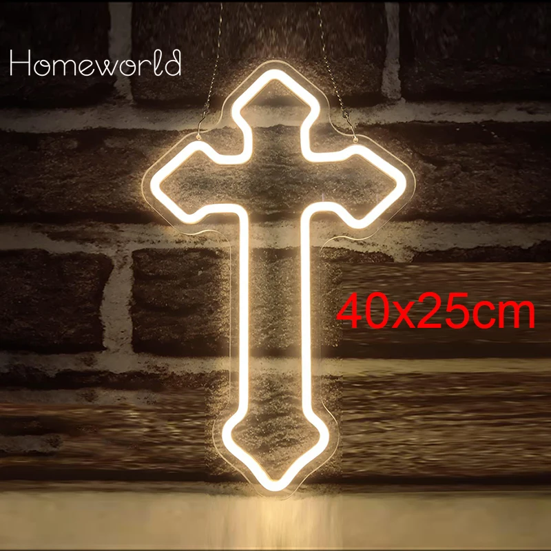 Cross Shaped Neon Sign Custom Prayer LED Neon Light Logo Decor Church Room Home Wall Hanging Party Festival Gift USB with Dimmer