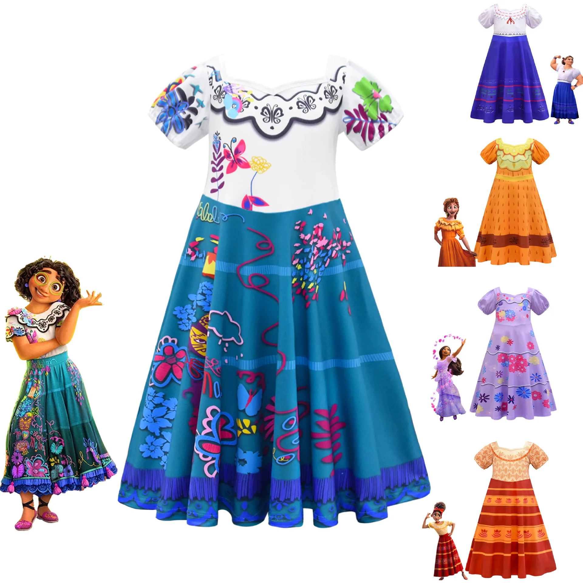 

Encanto Madrigal Mirabel Isabela Dolores Luisa Costume Girl Dress Girls Fancy Dresses for Halloween Princess Dress Baby Clothing