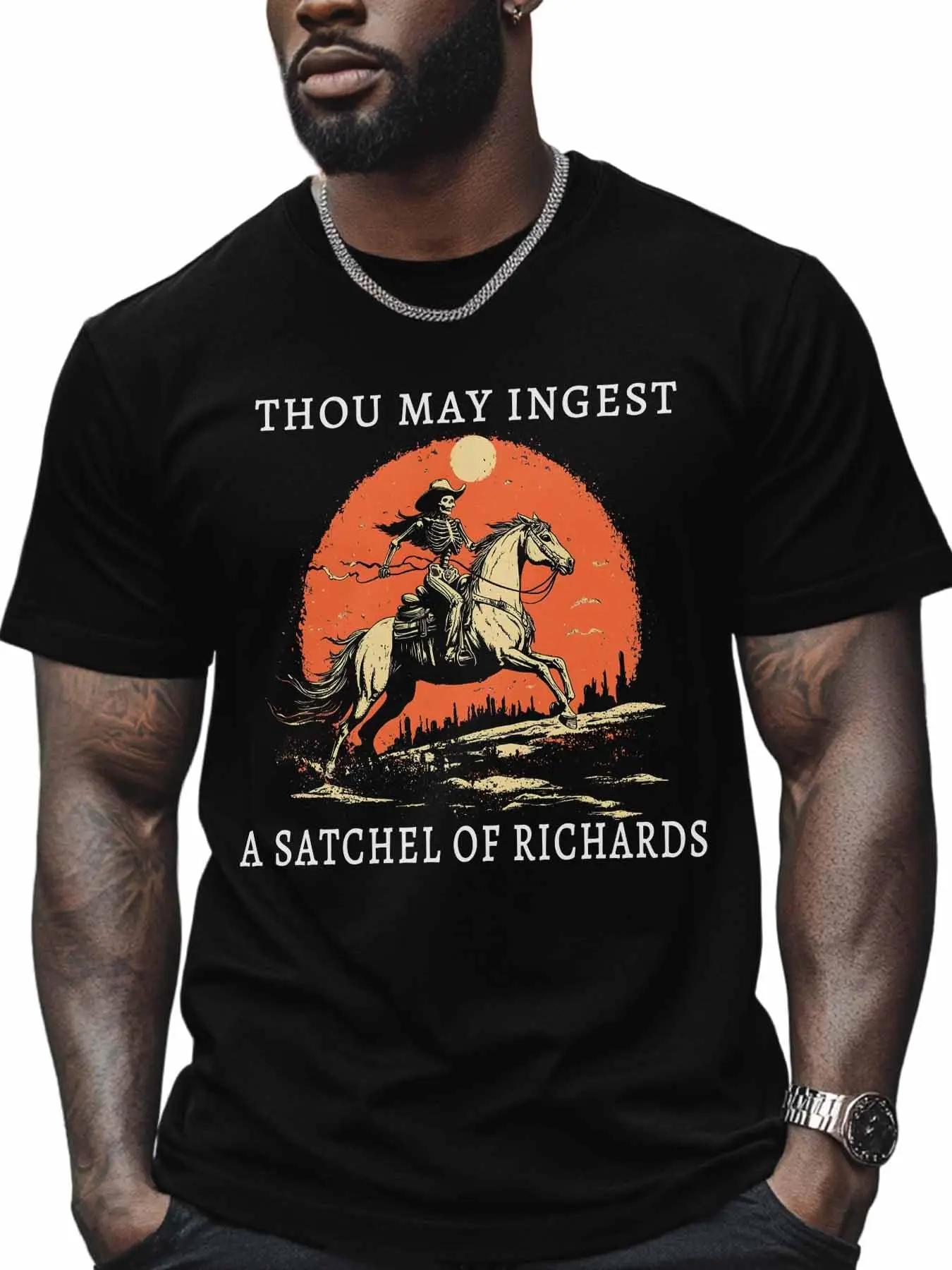 Cotton Camisetas Para Hombre Con Texto En Inglés قد يمكنك تناول حقيبة ريتشاردز ويسترن نايت صنز للجنسين