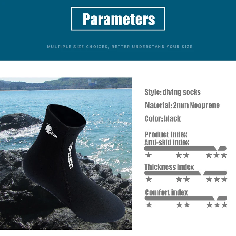 2MM Snorkeling Socks for Men Women Anti-slip Keep Warm Diving Socks High Tube Neoprene Beach Boots Scuba Swimwear Wetsuit image 2