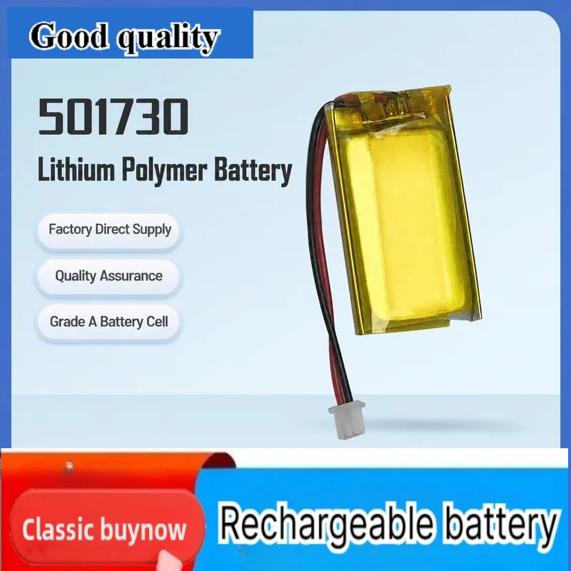 Polymer Lithium Battery 601230 501730 200mAh for LED Headset Bluetooth Headset Soft Pack Battery Replacement