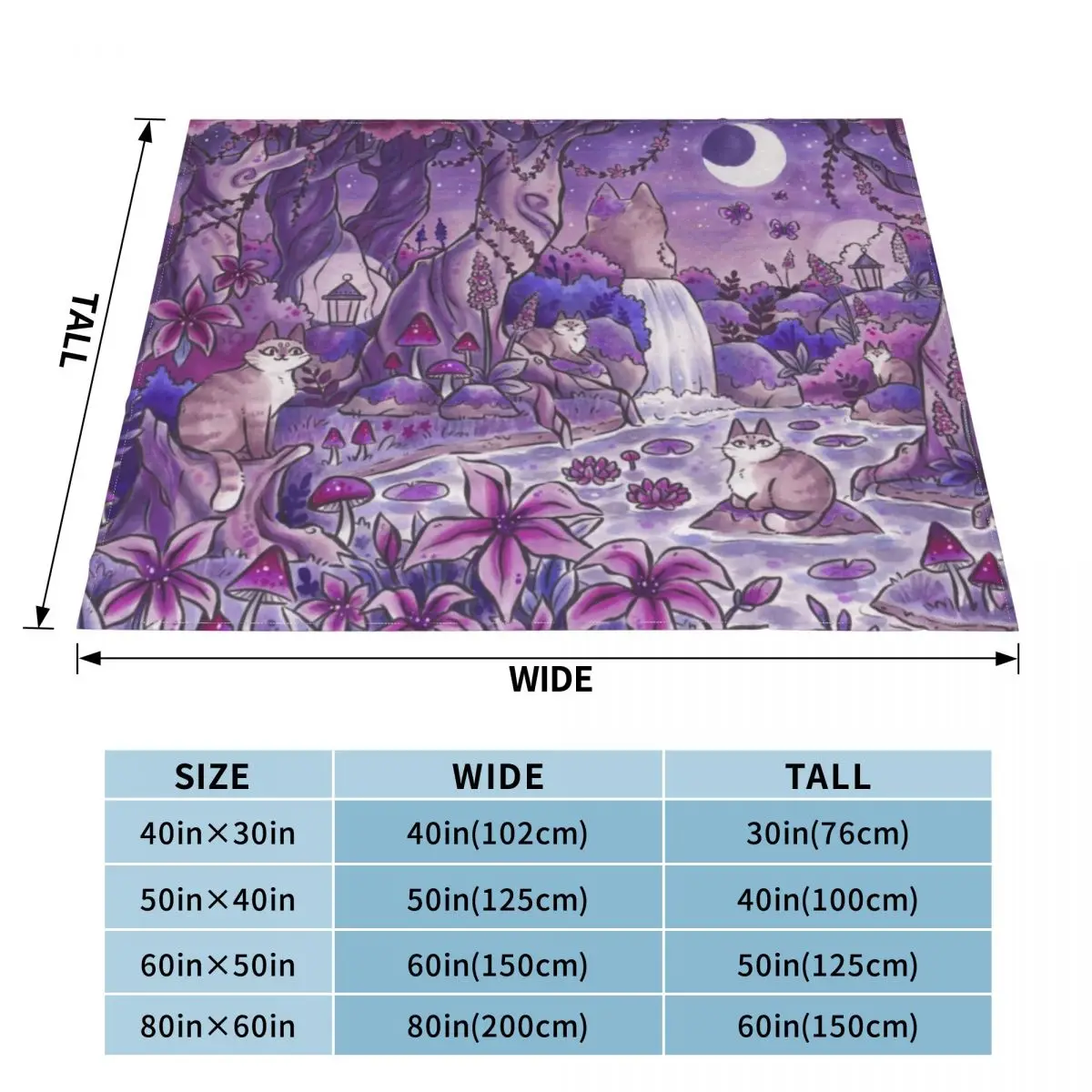 Magical Cat Glade Throw Blanket warm winter Flannel Fabric anime Blankets