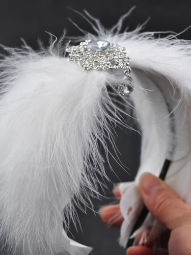 Imagen 2 del producto Plumas de Ballet blancas y negras, tocado de cisne, disfraz de Ballet, diadema, accesorios para el cabello