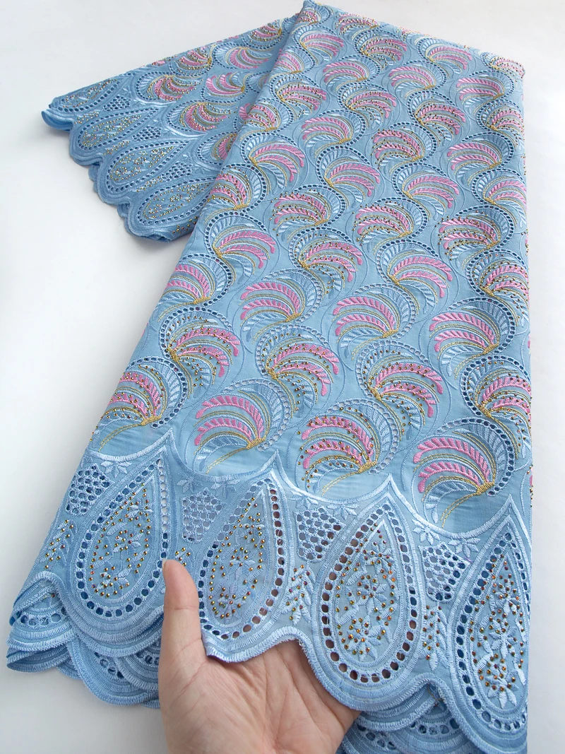 

African Stones Cotton Lace Fabric 2025 Newest Dry Swiss Voile Lace Nigerian Embroidery Lace For Women Wedding Dresses,yards 4642